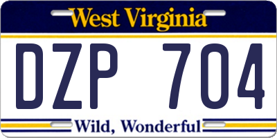 WV license plate DZP704