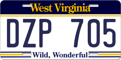 WV license plate DZP705