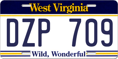 WV license plate DZP709