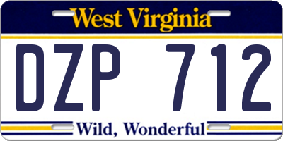 WV license plate DZP712
