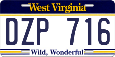 WV license plate DZP716