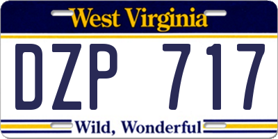 WV license plate DZP717