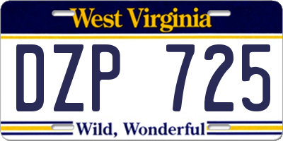 WV license plate DZP725