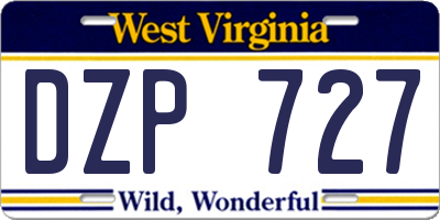 WV license plate DZP727