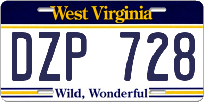 WV license plate DZP728