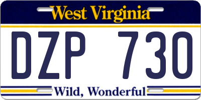 WV license plate DZP730