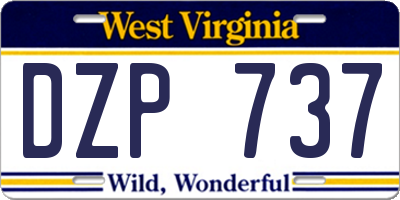 WV license plate DZP737