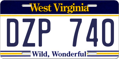 WV license plate DZP740