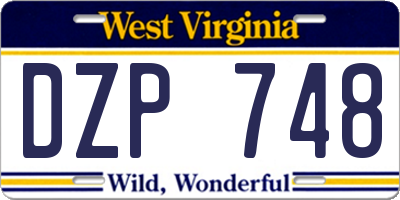 WV license plate DZP748