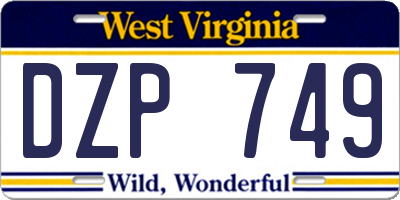 WV license plate DZP749