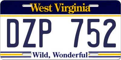 WV license plate DZP752