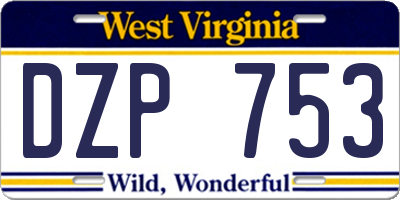 WV license plate DZP753