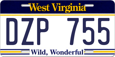 WV license plate DZP755