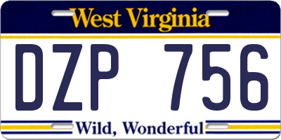 WV license plate DZP756