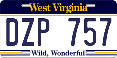 WV license plate DZP757