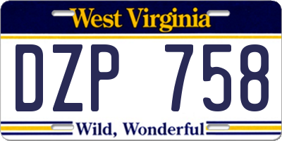 WV license plate DZP758