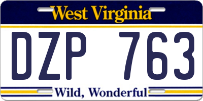WV license plate DZP763