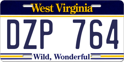 WV license plate DZP764