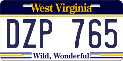 WV license plate DZP765