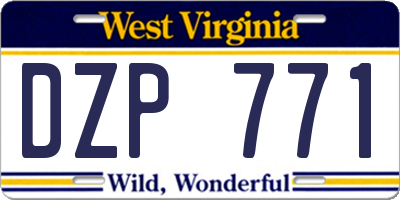 WV license plate DZP771