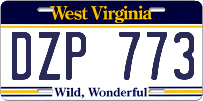 WV license plate DZP773