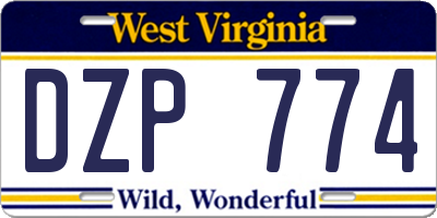 WV license plate DZP774