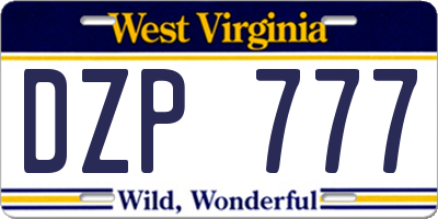 WV license plate DZP777