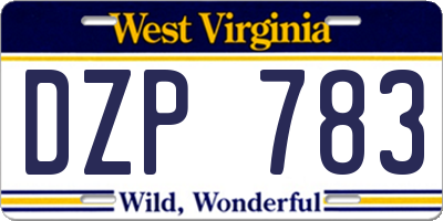 WV license plate DZP783