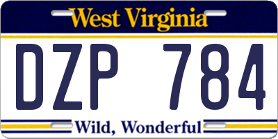 WV license plate DZP784