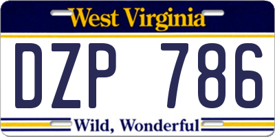 WV license plate DZP786