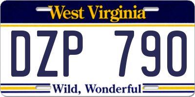WV license plate DZP790