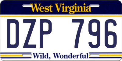 WV license plate DZP796