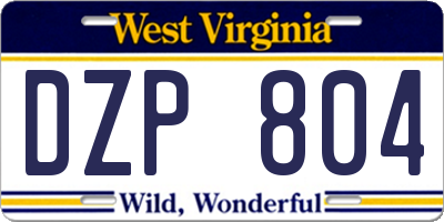 WV license plate DZP804