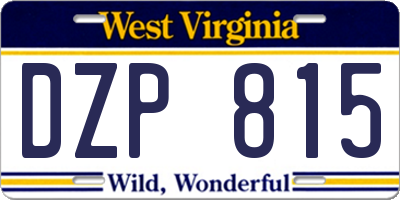 WV license plate DZP815