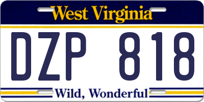WV license plate DZP818