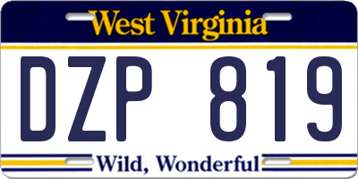 WV license plate DZP819