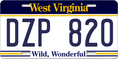 WV license plate DZP820