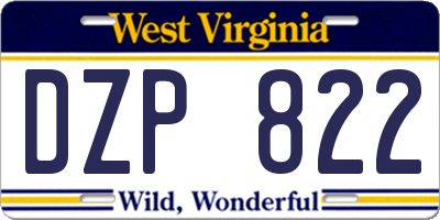 WV license plate DZP822