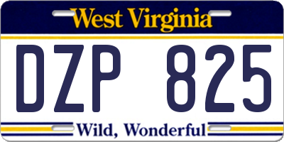 WV license plate DZP825