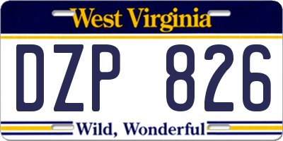 WV license plate DZP826