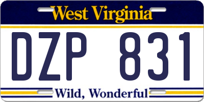 WV license plate DZP831