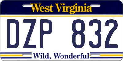 WV license plate DZP832