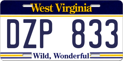 WV license plate DZP833
