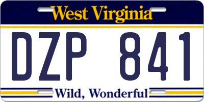 WV license plate DZP841