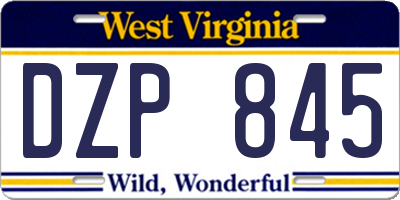 WV license plate DZP845