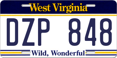 WV license plate DZP848