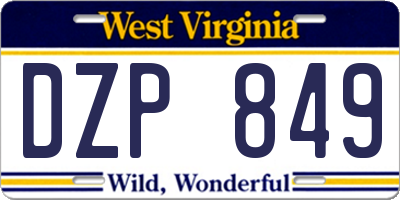 WV license plate DZP849