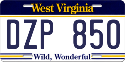 WV license plate DZP850