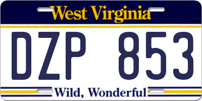 WV license plate DZP853