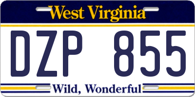 WV license plate DZP855